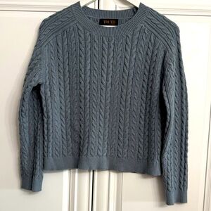 Truth by Republic Blue Cable Knit Long Sleeve Sweater Top Shirt Preppy